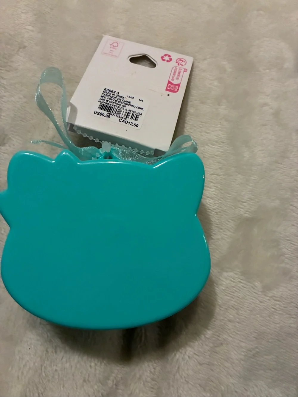 Claire's Iridescent Aqua Cat Pouch with Cute Character Clips